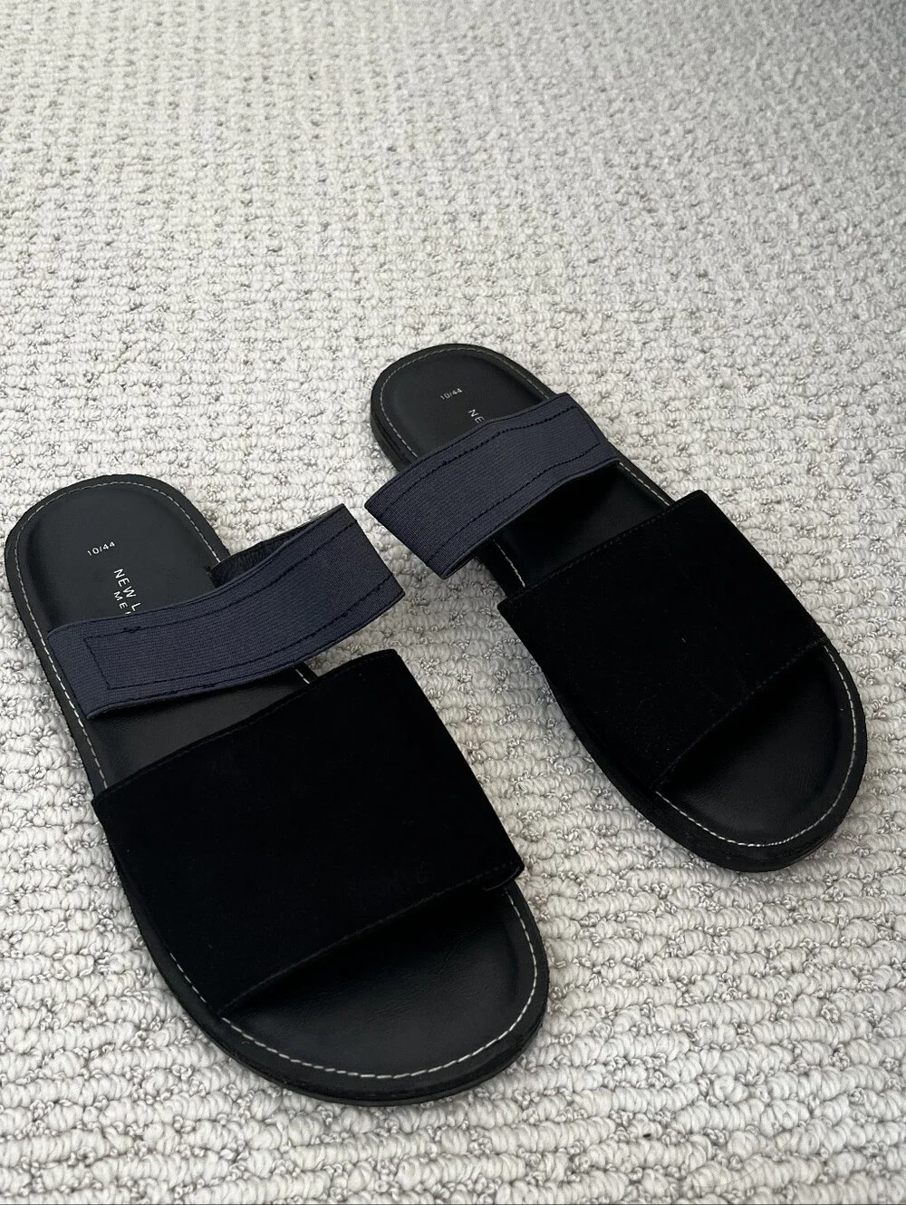 New Look Men's Black Slide Sandals with Elastic Strap